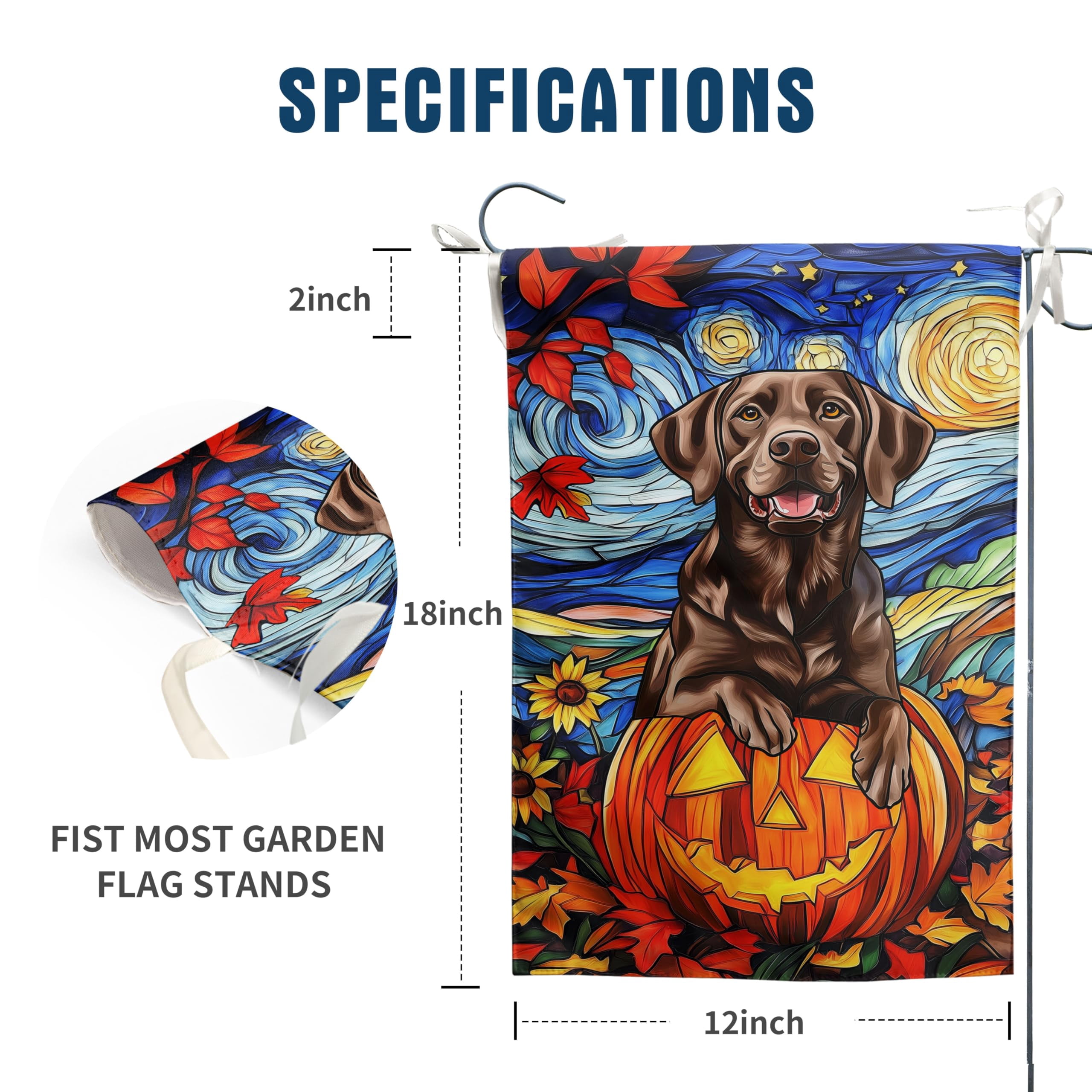 4th of July Chocolate Lab Garden Flag Red White Blue Floral Labrador Dog Yard Flags Small Memorial Independence Day Banner 12x18 Double Sided for Outside Outdoor Patriotic Decor
