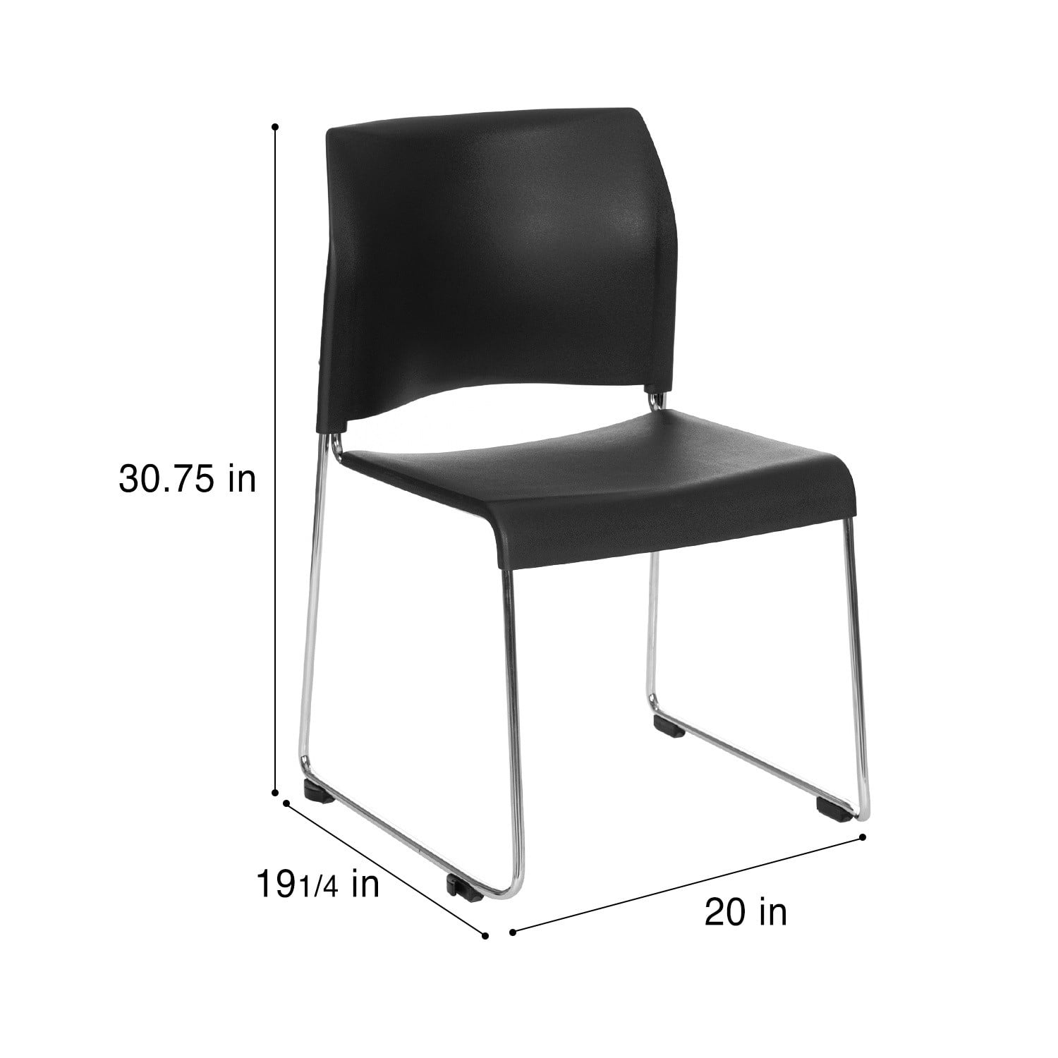 Hampden Furnishings Jody Collection Plastic Stack Chair, Black, Pack of 4