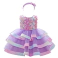 thumbnail image 1 of HAWEE Bébé Girls Fleur Dress Robe de Princesse pour Enfants en Bas Ge Volants Fête Mariage Tutu Pageant avec Bandeau, 1 of 7