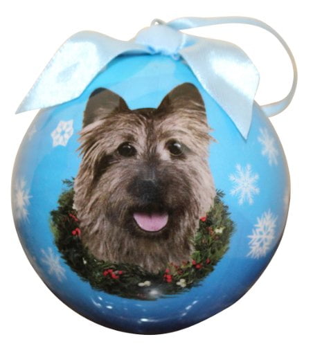 CAIRN TERRIER Gray Dog Green Gift Box Holiday Christmas ORNAMENT 
