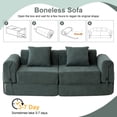 thumbnail image 6 of GNIXUU 71.25" Modern Modular Recliner Sofa, Convertible Sleeper Bed,Folding Mattress Loveseat Couch with Fixed-Shape Frame ,Comfy Lazy Boneless Couches for Living Room Bedroom Lounge,Green, 6 of 8
