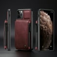thumbnail image 3 of CaseMe Back case Card Slot Retro Matte Synthetic Leather Wallet Zipper Stand Cover for iPhone 13 (Wine Red), 3 of 9