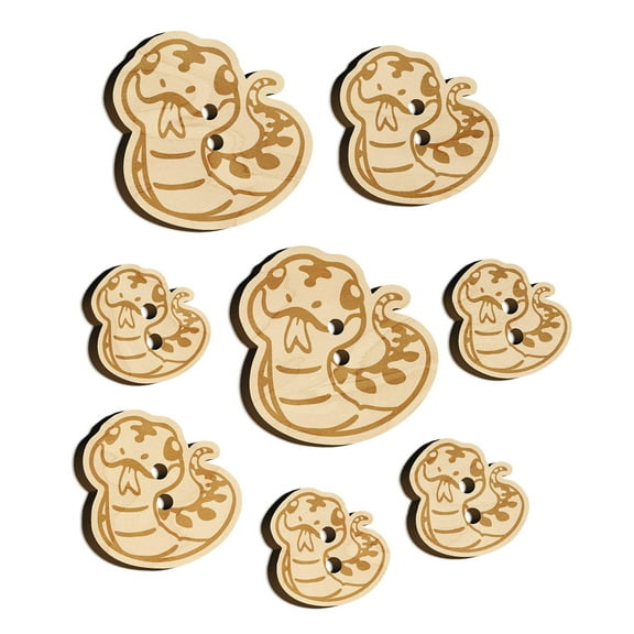 Sassy Snake with Tongue Sticking Out Wood Buttons for Crochet Knitting Sewing DIY Craft - 1.00 Inch Medium (7pcs)