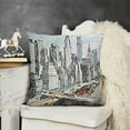 thumbnail image 2 of Throw Pillow Cushion Cover, Hand Drawn NYC Cityscape Tourism Travel Industrial Center Town Modern City Design, Decorative Square Accent Pillow Case, Black White, 2 of 5