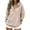 Beige, variant on Tbopshirt Hoodies for Women Solid Color Metal Button Collar Hoodie Loose Long Sleeve Pullover Top With Pocket for Everyday Casual Wear