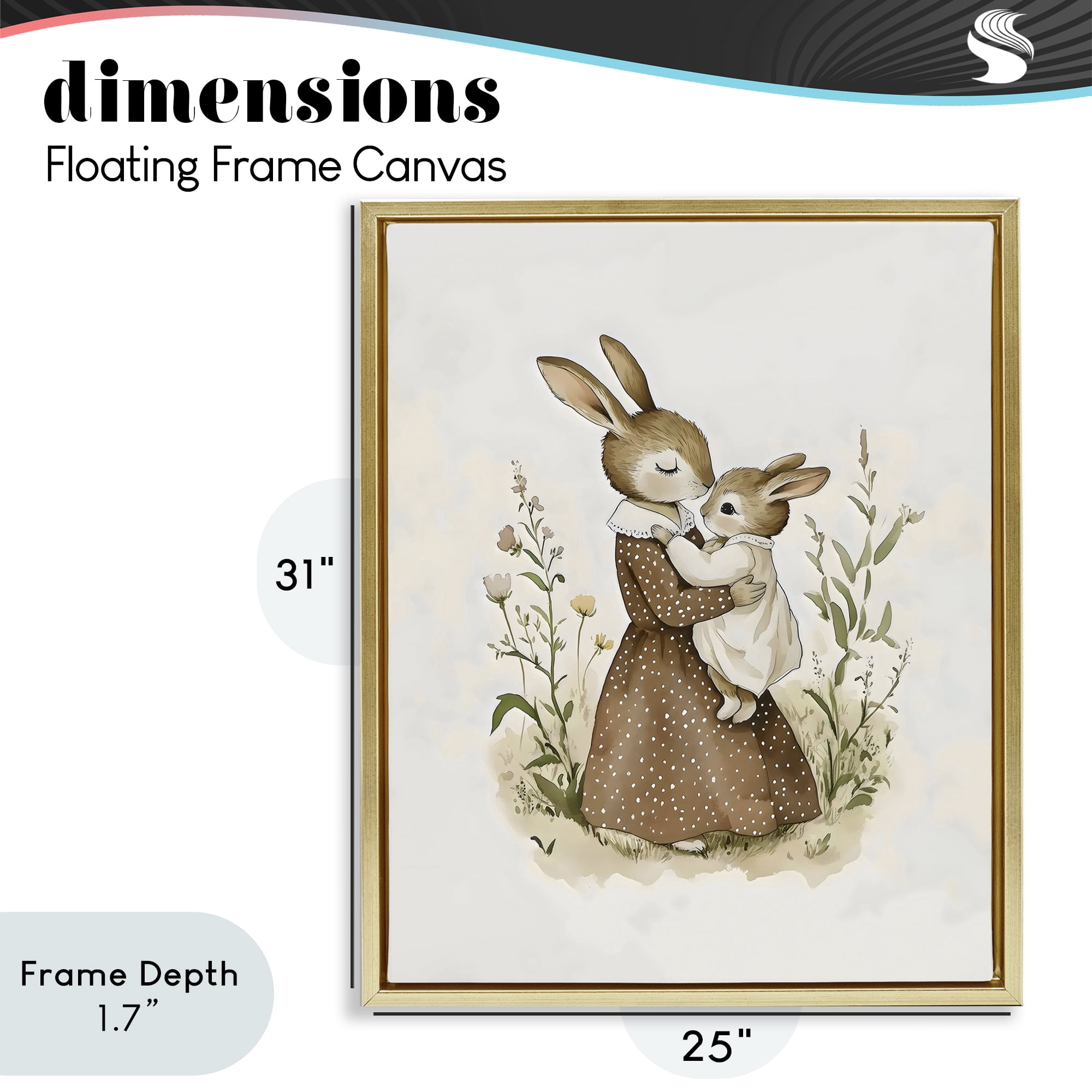 Stupell Industries A Mother's Love Rabbits Gold Framed Floater Canvas Wall Art, design by Arlington Prints