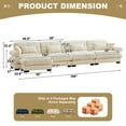 thumbnail image 4 of TUANLUO 166" L-Shaped Sectional Couches and Sofas, Oversized 4-Seat Sectional Couch for Living Room, Velvet Modular Sectional Sofa with Reversible Ottoman, Cream, 4 of 9