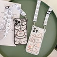 thumbnail image 3 of Compatible with iPhone 13 Pro Max Case Cute Bear Kawaii Cartoon Pattern Crossbody Adjustable Strap Neck Lanyard Shockproof Protective Cover for iPhone 13 Pro Max-Black, 3 of 7