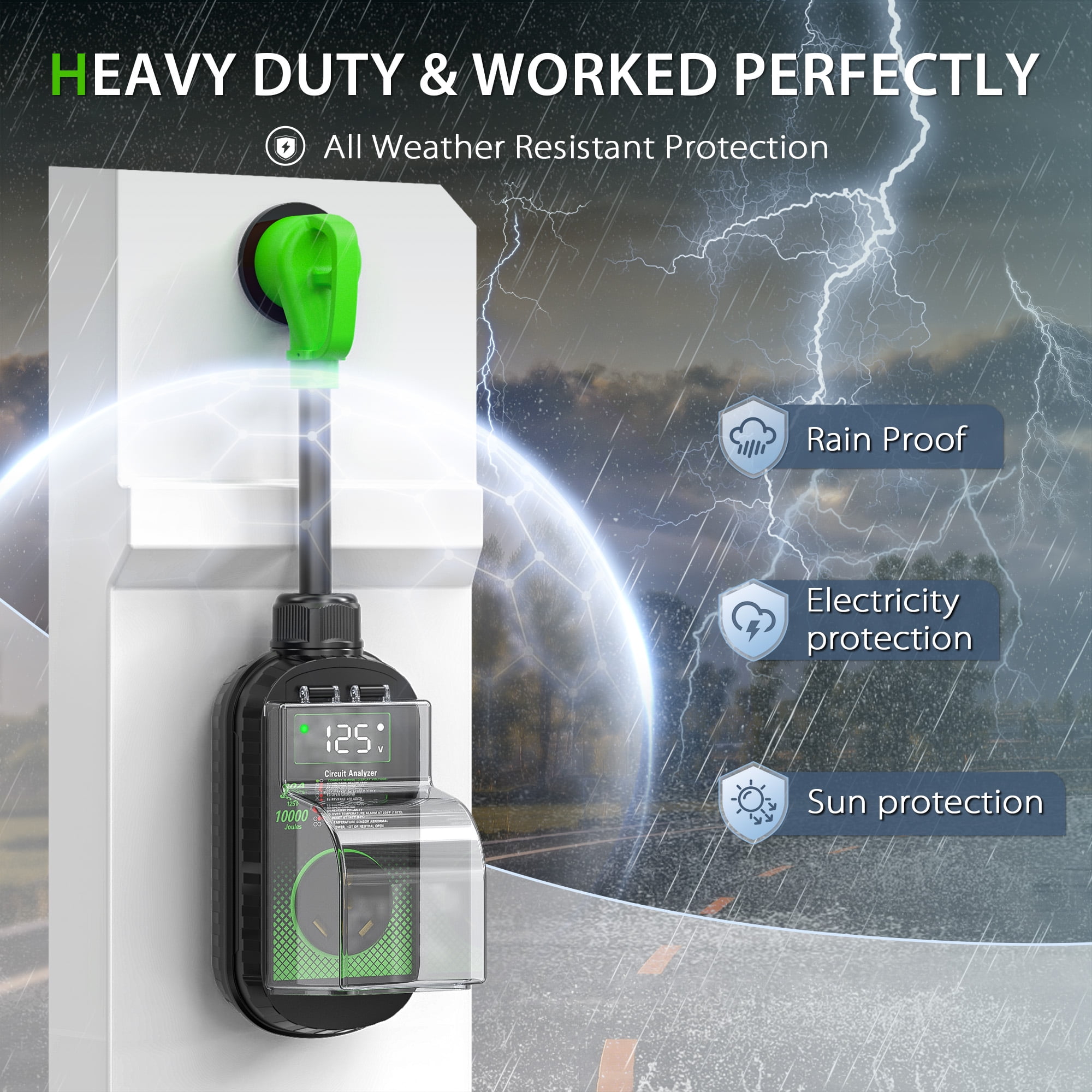 RV Surge Protector 30 Amp, Upgraded LED Display with Voltage Monitoring, Safety Certification, Waterproof