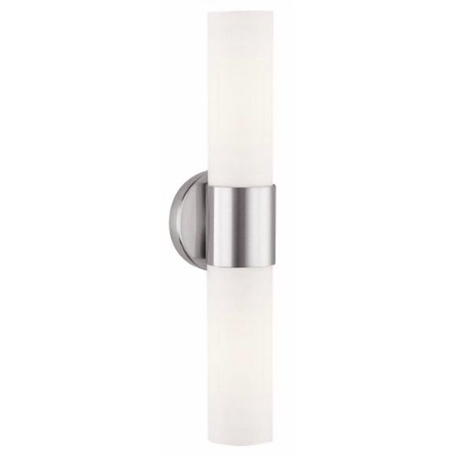 Access Lighting Aqueous Brushed Steel 2-Light Wall Sconce Opal Glass Shade