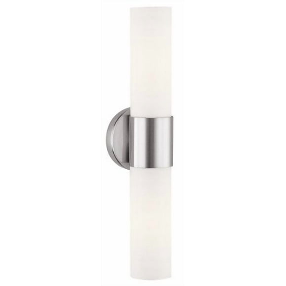 Access Lighting Aqueous Brushed Steel 2-Light Wall Sconce Opal Glass Shade