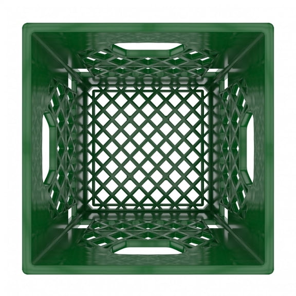 Milk Crate 16QT Heavy Duty Plastic Storage, Stackable Util Bin, 13x13x11 Inch, Made in USA (GREEN)