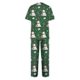 thumbnail image 4 of Wutalume Women's Holiday Print V-Neck Short Sleeve Scrub Set, Festive Top with Pockets and Work Pants, Medical Uniform Outfit,Green S, 4 of 5