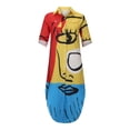 thumbnail image 4 of Vestido Largo de Manga Larga Con Cuello en V Y Estampado Informal Con Botones de Verano Para Mujer Odeerbi ODB115099, 4 of 8
