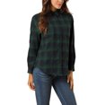 thumbnail image 4 of Allegra K Women's Plaid Shirts Button Down Long Sleeve Pockets Oversized Tunics Blouse, 4 of 6