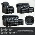 thumbnail image 4 of Bonzy Home 3 Pieces Recliner Sofa Furniture Set, Manual Recliner with Massage and Heat, Loveseat Recliner Chair and 3 Seat Reclining Couch Set for Living Room, Black(Recliner+Loveseat+Sofa), 4 of 9
