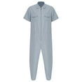 thumbnail image 3 of YONGHS Mens Zipper Coverall Jumpsuits One Piece Short Sleeve Warehouse Garages Workerwear Suit Light Blue 3XL, 3 of 7