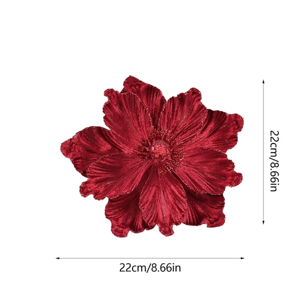 M2cbridge Lot de 4 fleurs de magnolia artificielles en velours rouge pour couronne de Noël, décoration d'arbre (magnolia marron