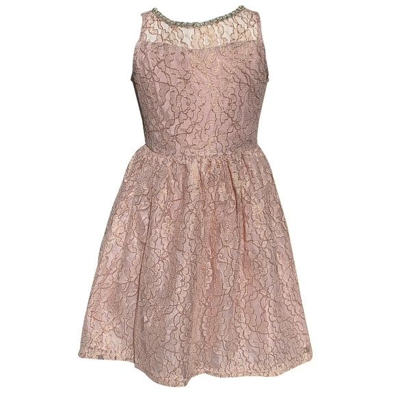 Big Girl Sleeveless Classy Floral Lace Easter Graduation Flower Girl Dress Blush 7