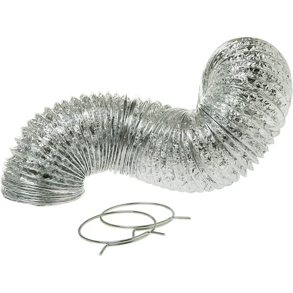 GE Appliances Flexible Foil Clothes Dryer Duct with Clamps, 1 Count