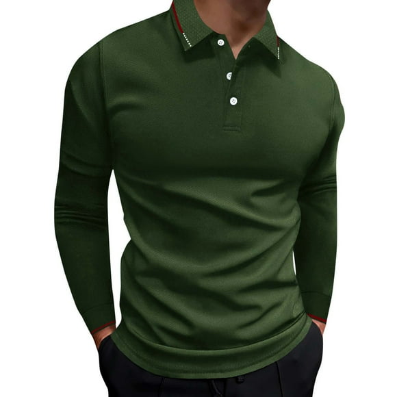 FhsagQ Men's Shirts Men's Shirts Funny Comfortsoft Men'S Four Seasons Leisure Fashion Stitching Color Contrast Design Lapel Button Long Sleeve Tops Mens Shirts Tops Long Comfortsoft Green S