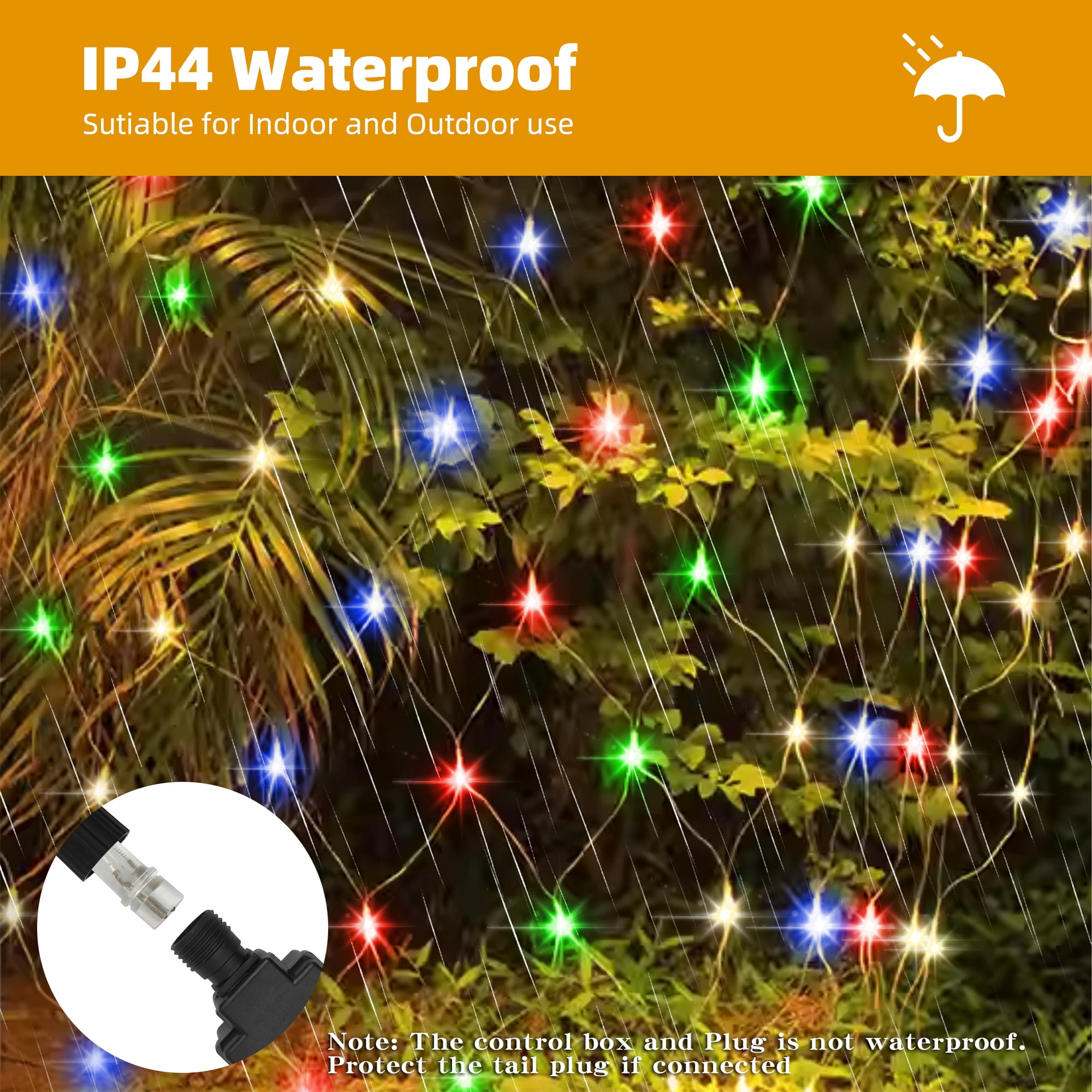 DAYBETTER Christmas Net Lights Outdoor, Multi-Color Waterproof LED Mesh Fairy String Lights, 12ft*5ft 360 LED with 8 Modes Plug in, Decor for Bushes Garden Party Xmas Tree
