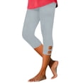 thumbnail image 2 of Xdegoge Womens Capri Leggings Yoga High Waisted Stretchy Athletic Cropped Pants with Cutout Hem Detail Gym Running Fitness Casual Summer Activewear, 2 of 7