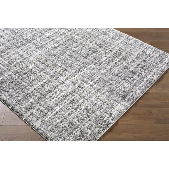 Hauteloom Brevyn Living Room, Bedroom Area Rug - Bohemian, Transitional - High Pile - Light Gray, Black, Off White - 5'3" x 7'