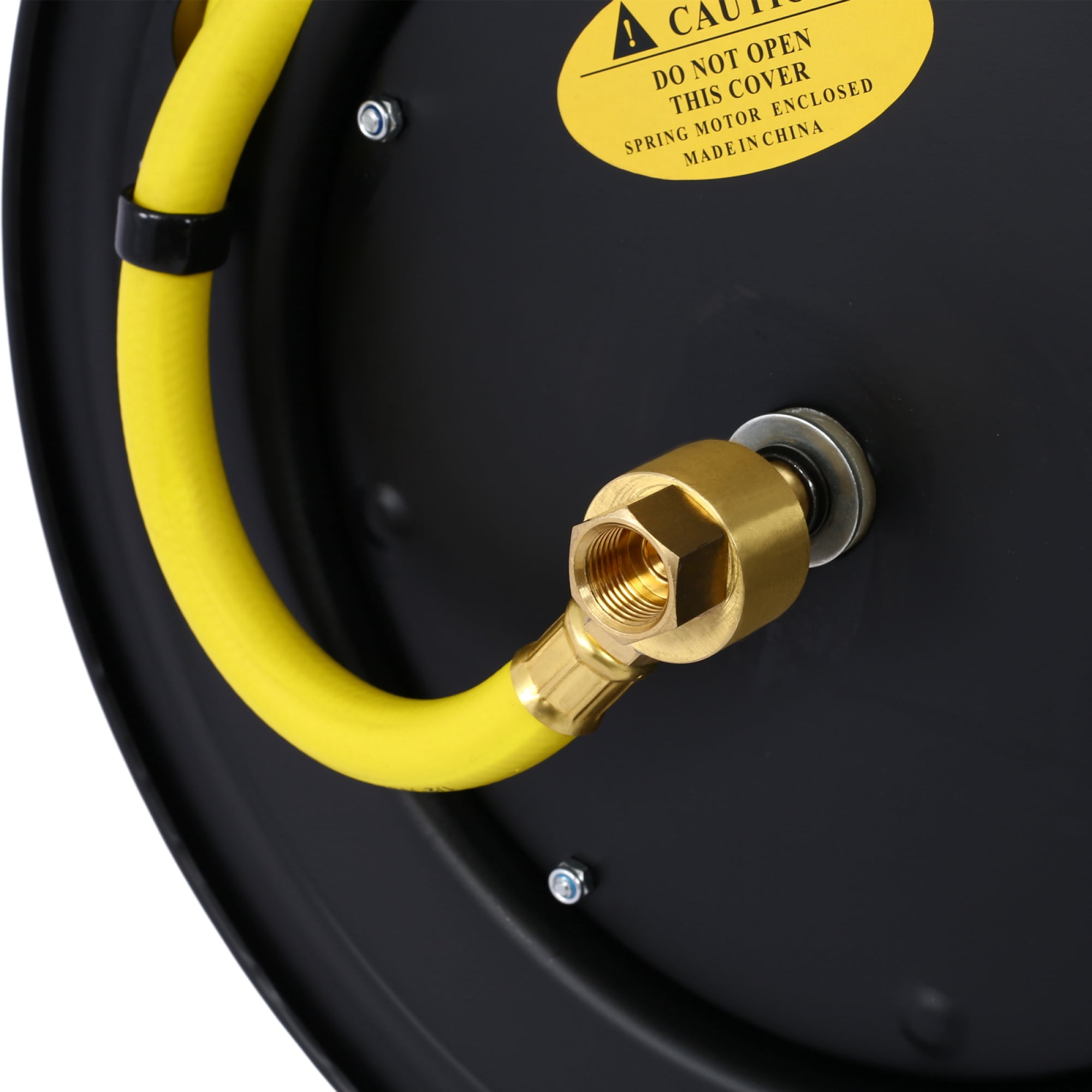 Retractable Air Hose Reel with 1/2 Inch x 50 FT Hybrid Hose, 300 PSI, Heavy Duty All Steel Construction, Black