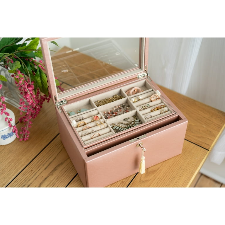 Hives and Honey Danielle Leather Jewelry Box for Women, Blush