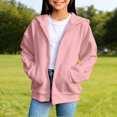 thumbnail image 5 of ZOYOEN Girls Hoodie with Pocekts- Long Sleeve Zip Up Lightweight Loose Fit Casual Kids Fall Jacket Pink Size 8, 5 of 6