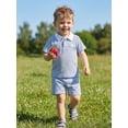 thumbnail image 5 of Cenuakty Toddler Boys 6M-4T Summer Outfits Sun Embroidery Stripe Buttons Short Sleeve T-Shirts Elastic Waist Shorts 2Pcs Clothes Set, 5 of 9