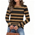 thumbnail image 4 of IAJDKMEK Women's Casual Long Sleeve Tops - Striped Round Neck Button Down Blouse, Great for Business Casual Tops and Womens Fall Fashion 2026, 4 of 5