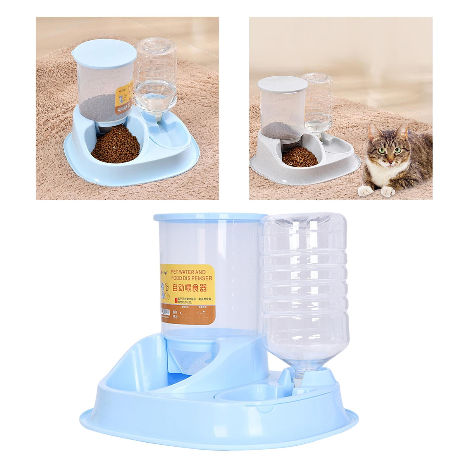 Bvdfgk Automatic Food Water Pet Feeder Plastic Dog Food Bowl Water Dispenser Waterer For Dog Cat Dog Drinker Feeding Travel Supply Blue