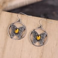 thumbnail image 3 of Nvzi Pendientes colgantes de estilo retro, nuevos y únicos, estilo bohemio étnico, joyería vintage (amarillo), 3 of 5