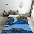 thumbnail image 5 of Pofeuu Stained Glass Ocean Wave Print Ultra-Soft Micro Fleece Blanket,for Bed Or Sofa,All Season Throw Blankets Flannel Blanket-40"x30", 5 of 7