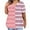 Pink, variant on Oplxuo Plus Size Short Sleeve Tops for Women Casual Striped Chest Pocket Tunic Blouse Summer Loose V Neck Pullover T-Shirts