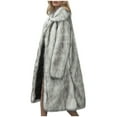 thumbnail image 5 of fall jackets for women 2025,White Faux Fur Winter Long Soft Coat Women's Warm Fur Jacket Overcoat Topcoat Outerwear, 5 of 6
