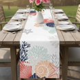 thumbnail image 4 of Coastal Coral Table Runner 72 Inches, Ocean Starfish Beach Conch Orange Marine Life Bed Runner Dresser Scarves Tabletop for Indoor Outdoor Parties/Ceremony/Banquet, 14" x 72", 4 of 9