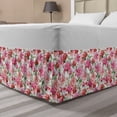 thumbnail image 1 of Watercolor Bed Skirt, Pink Peonies and Roses Green Leaves Exotic Gentle Bouquet Bridal Wedding Theme, Elastic Bedskirt Dust Ruffle Wrap Around for Bedding Decor, 4 Sizes, Multicolor, by Ambesonne, 1 of 2