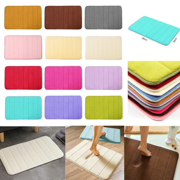 32''x20'' Memory Foam Striped Bath Mat Absorbent Antislip Floor Shower