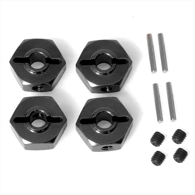 Kit de Adaptador de Actualización de Coche RC Hexagonal de 12 mm para 1/18 Mini , Piezas de Actualización de Coche RC Cepillado, Color Negro