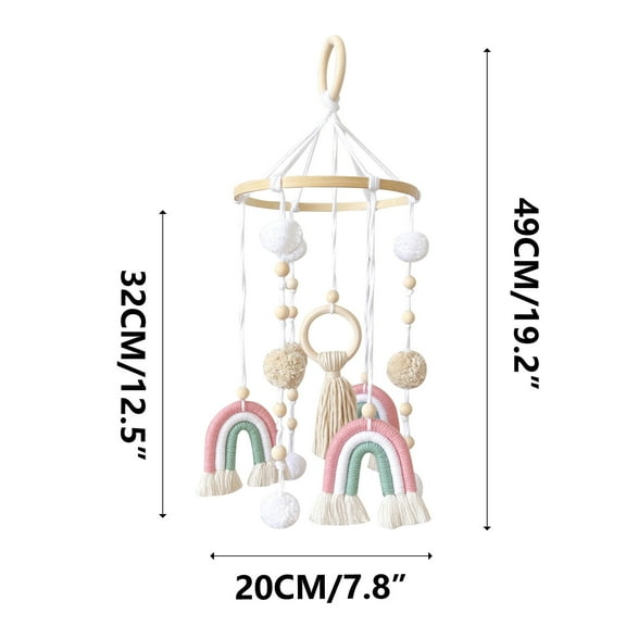 Rkxzt Rainbow Starry Sky Wall Decoration Wooden Infant Crib Mobile Sensory Toy Nursery Decor with Rainbow Stars 19 Inches Home Decor|Cotton