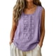 thumbnail image 1 of Craaazy Women's Relaxed Fit Round Neck Tank Top, Solid Color Sleeveless Cotton Linen Top, Loose Comfy Embroidered Casual Vest for Work & Daily Wear Gifts, 1 of 9