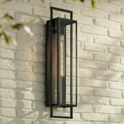Possini Euro Design Jericho 28" High Modern Outdoor Wall Light Fixture Mount Porch House Edison Bulb Textured Black Finish