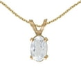thumbnail image 1 of 14k Yellow Gold Oval White Topaz Pendant with 18" Chain, 1 of 3