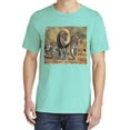 thumbnail image 2 of Wild Bobby, Distressed African Lion Family Desert, Animal Lover, Garment-Dyed Washed Look Short Sleeve T-Shirt, Mint, Small, 2 of 3