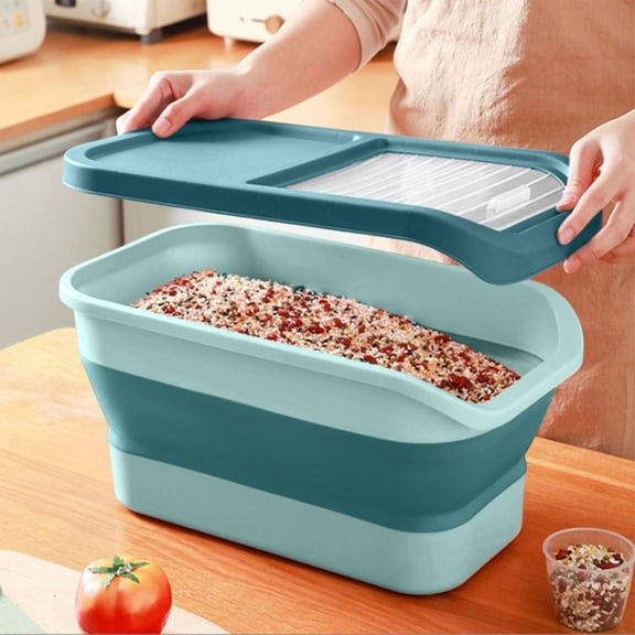 Outoloxit Airtight Foldable Dog Food Container with Wheels, 33 Lbs Capacity for Pet and Kitchen Dry Food Storage