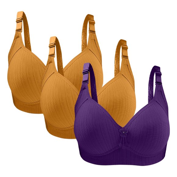 Twfbrm Soutiens-Gorge pour Femmes 3 Pcs Grande Taille Couleur Unie Sans Armature Rassemblement Soutiens-Gorge Confortables Soutien-Gorge Quotidien Doux Respirant