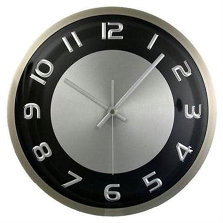 Round Wall Clock Silvertone Black